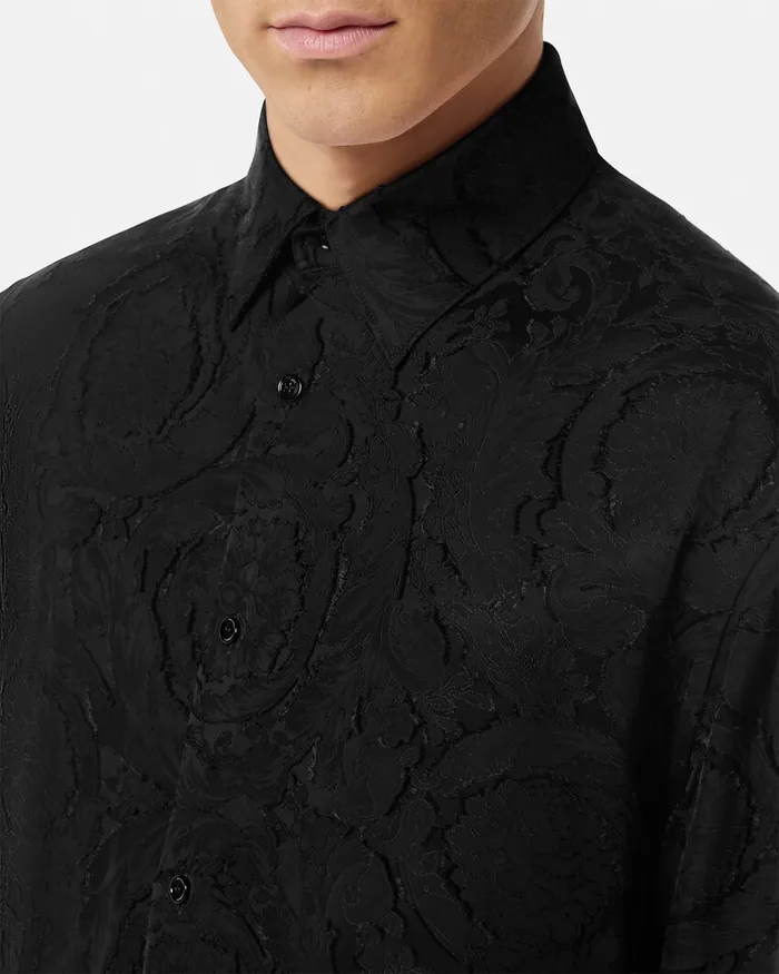 Versace Shirts Men Barocco Devor Shirt Black