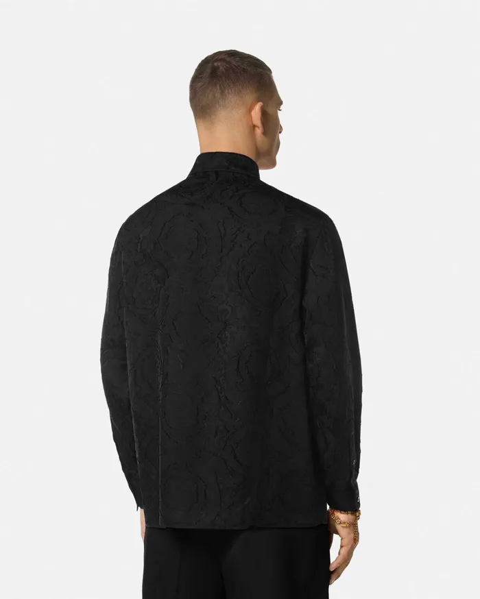 Versace Shirts Men Barocco Devor Shirt Black