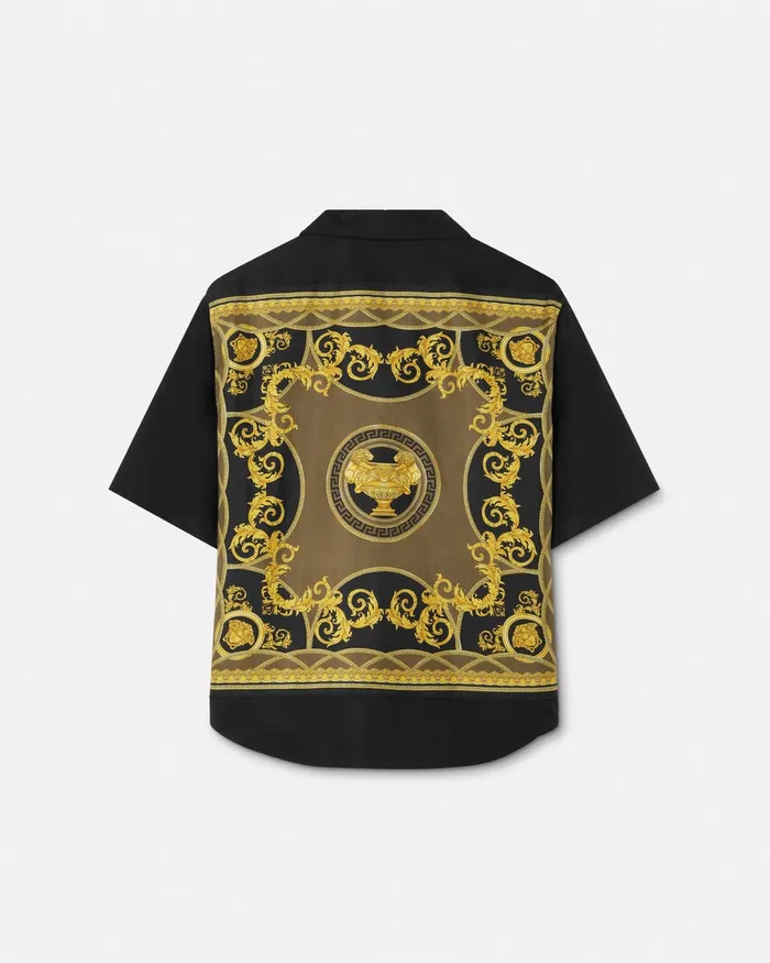 Versace Shirts Men La Coupe Des Dieux Shirt Blackprint