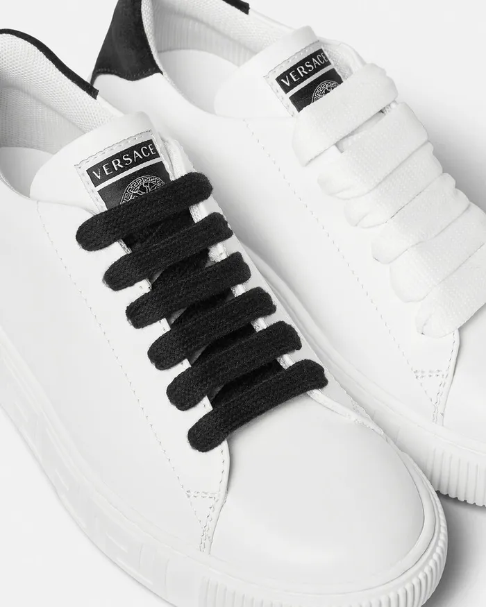 Versace Shoes Kids Greca Sneakers Blackwhite