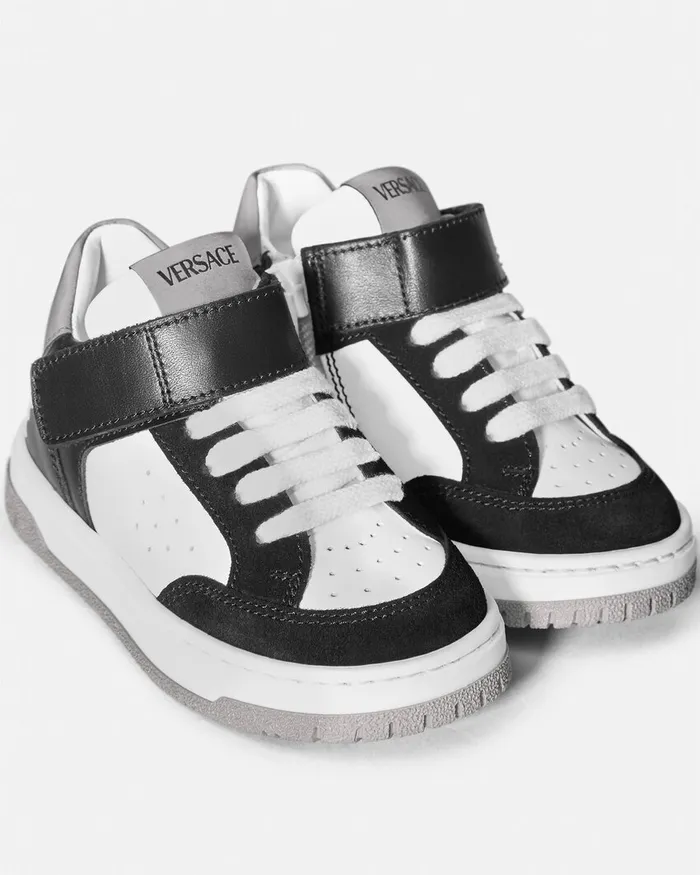 Versace Shoes Kids Logo Baby Sneakers Blackwhite