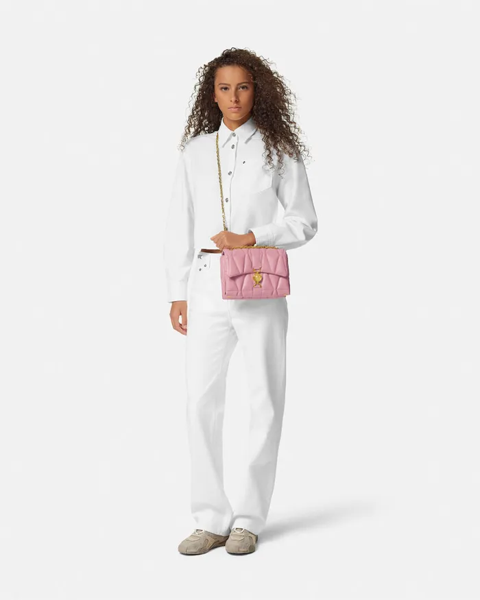 Versace Shoulder and Crossbody Women Kleio Quilted Shoulder Bag Pink