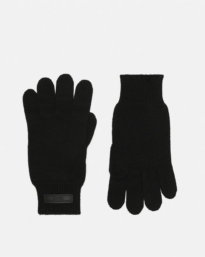 Versace Soft Accessories Men Logo Knit Gloves Black