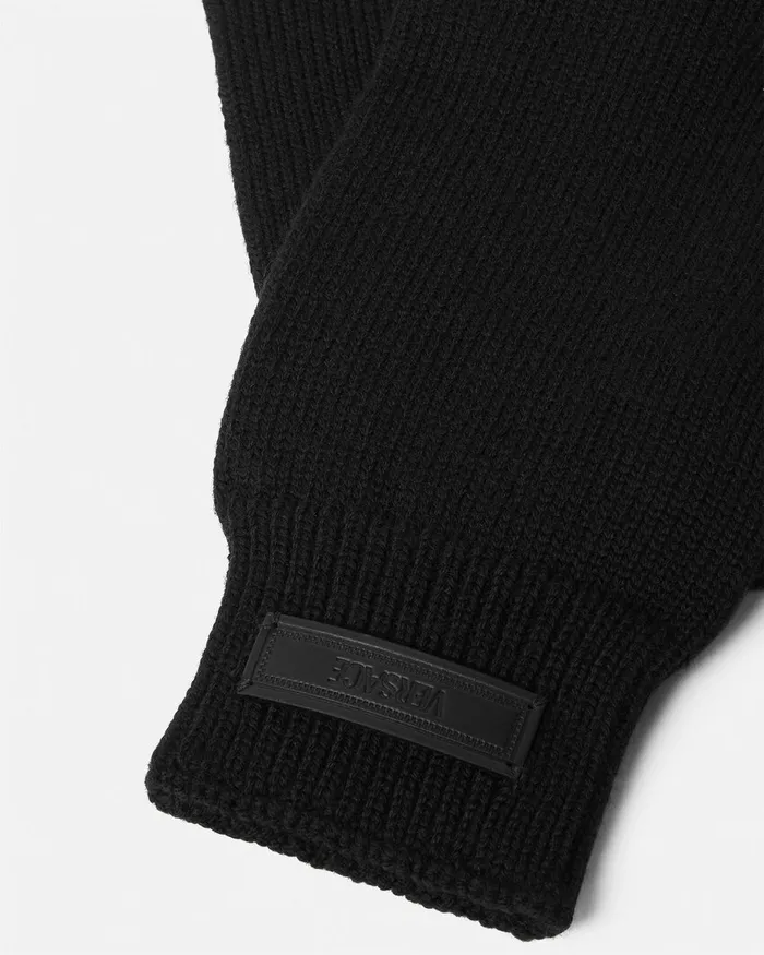 Versace Soft Accessories Men Logo Knit Gloves Black