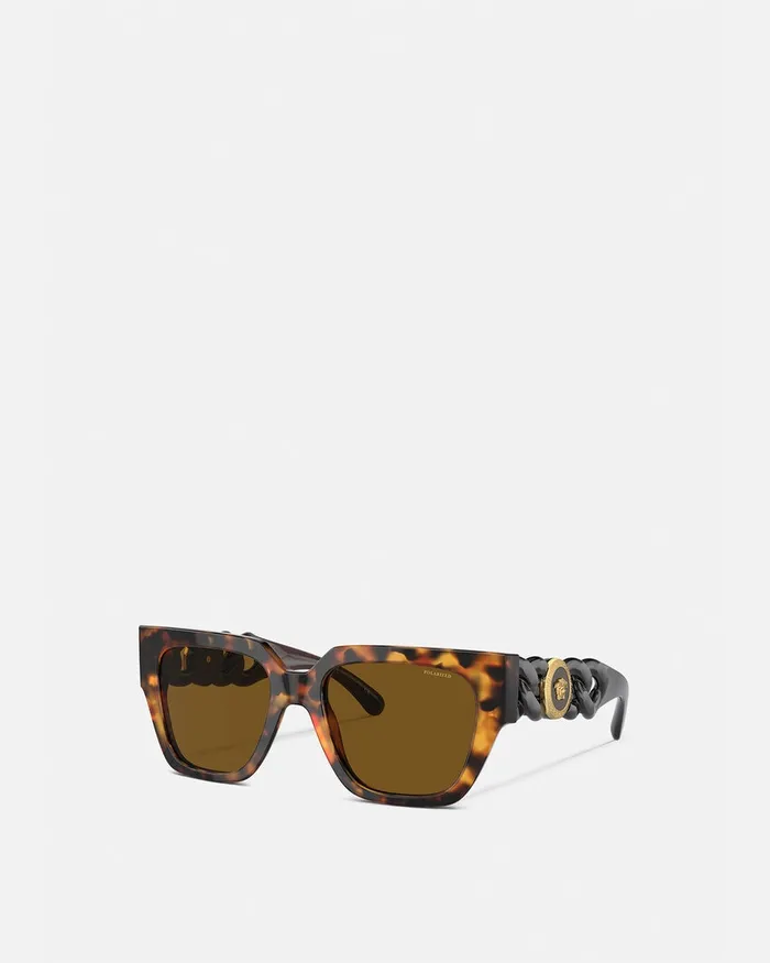 Versace Sunglasses Women Medusa Chain Sunglasses Havana