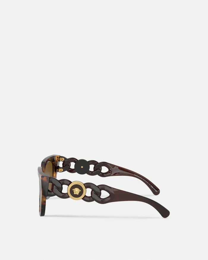 Versace Sunglasses Women Medusa Chain Sunglasses Havana