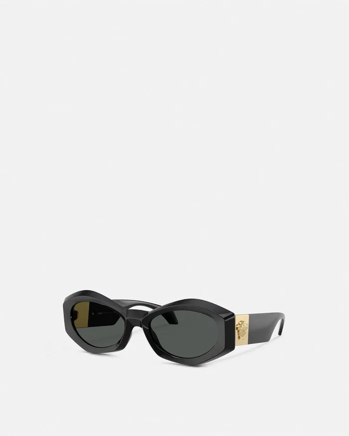 Versace Sunglasses Women Medusa Plaque Geometric Sunglasses Blackgold