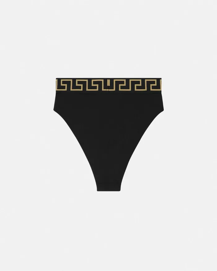 Versace Swimwear Women Greca Border High Waist Bikini Bottoms Black