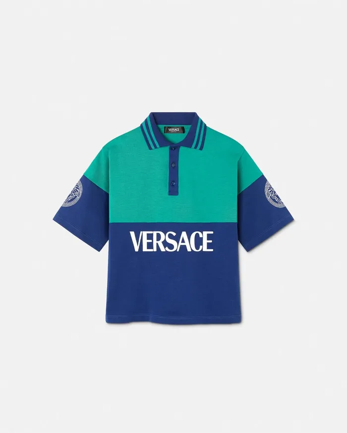 Versace Tshirts and Polos Kids Logo Polo Shirt Bluegreen
