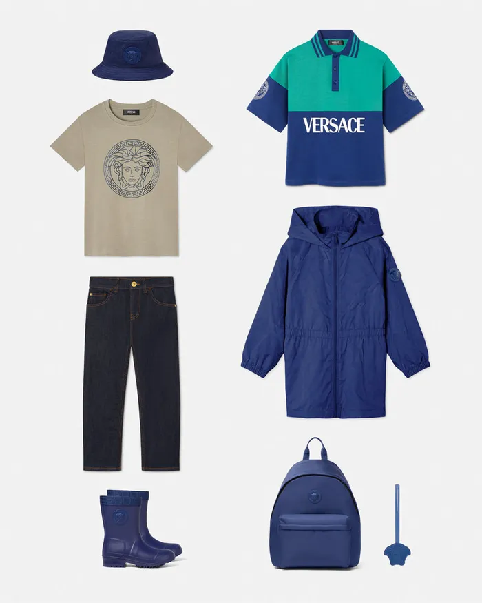Versace Tshirts and Polos Kids Logo Polo Shirt Bluegreen