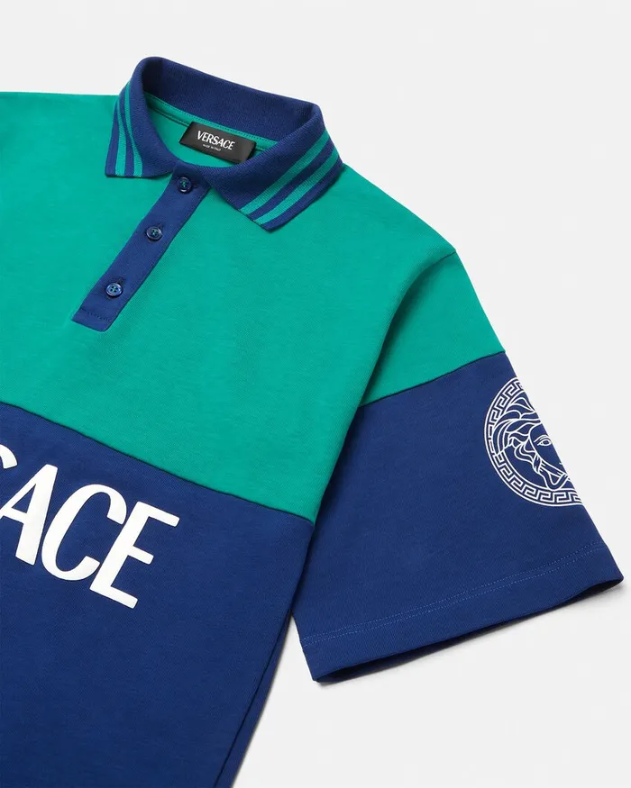 Versace Tshirts and Polos Kids Logo Polo Shirt Bluegreen