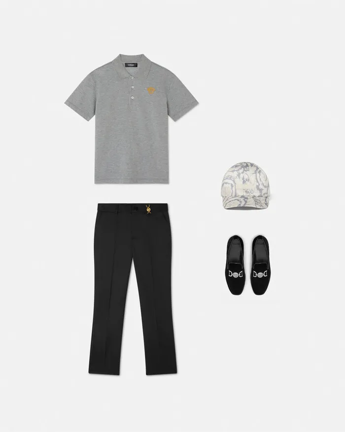 Versace Tshirts and Polos Kids Medusa Polo Shirt Gray