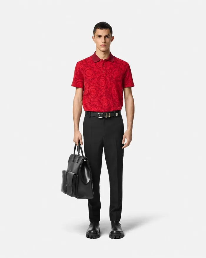Versace TShirts and Polos Men Barocco Polo Shirt Red