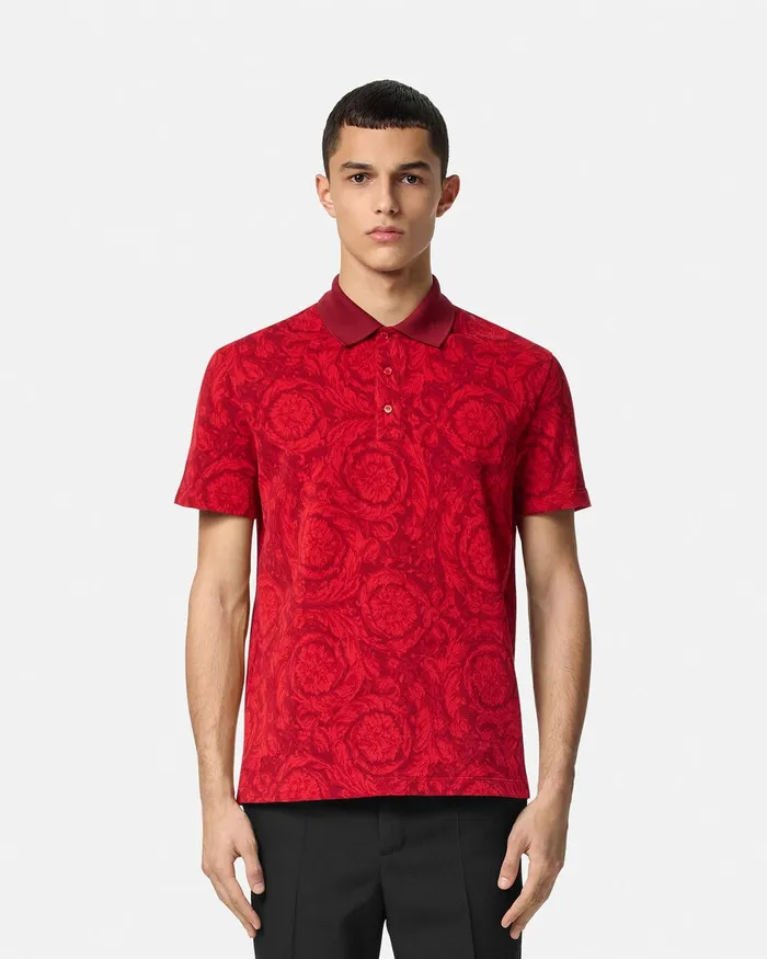 Versace TShirts and Polos Men Barocco Polo Shirt Red