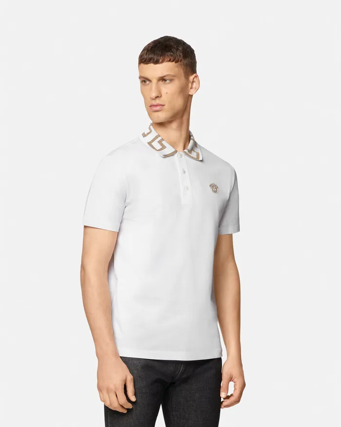 Versace TShirts and Polos Men Greca Polo Shirt White