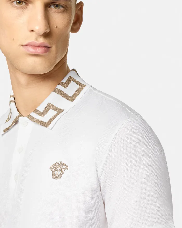 Versace TShirts and Polos Men Greca Polo Shirt White