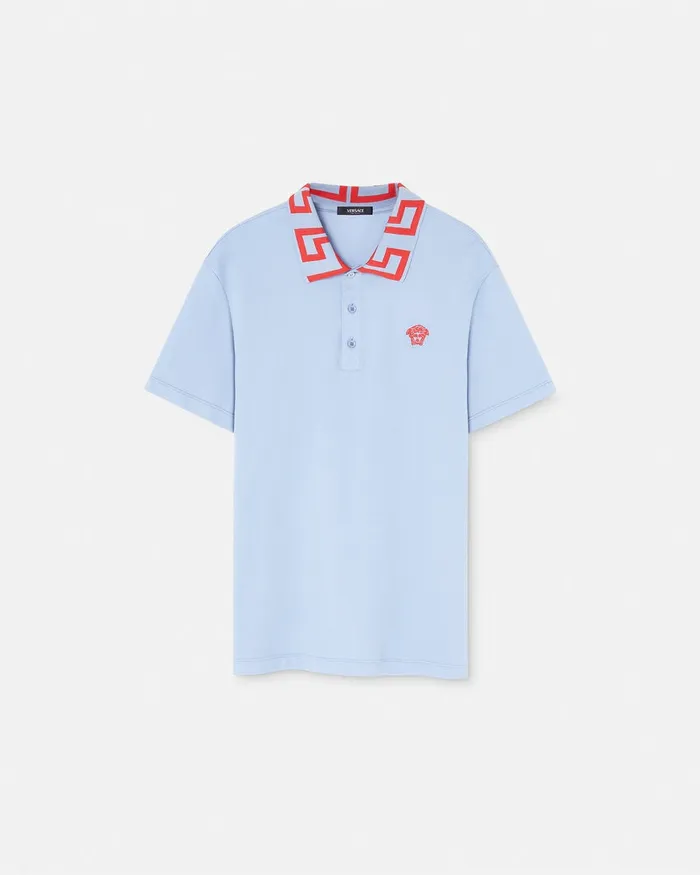 Versace TShirts and Polos Men Medusa Greca Polo Shirt Light Blue