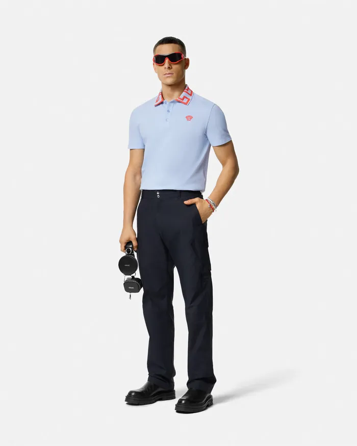 Versace TShirts and Polos Men Medusa Greca Polo Shirt Light Blue