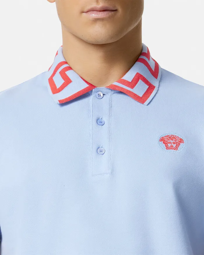 Versace TShirts and Polos Men Medusa Greca Polo Shirt Light Blue