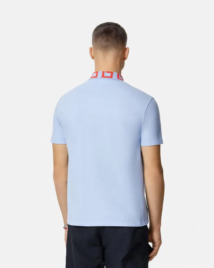 Versace TShirts and Polos Men Medusa Greca Polo Shirt Light Blue
