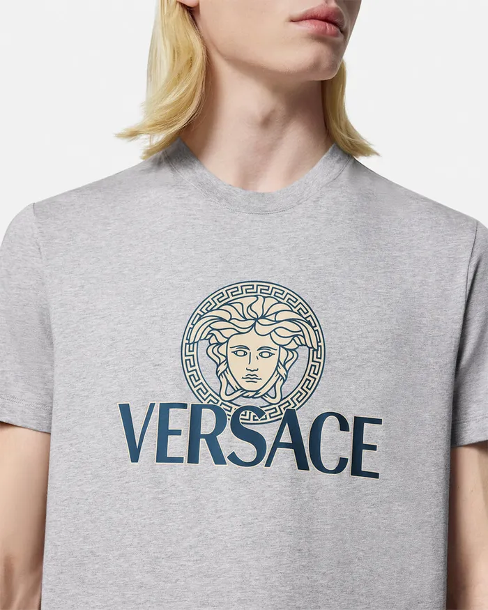 Versace TShirts and Polos Men Medusa Logo TShirt Gray