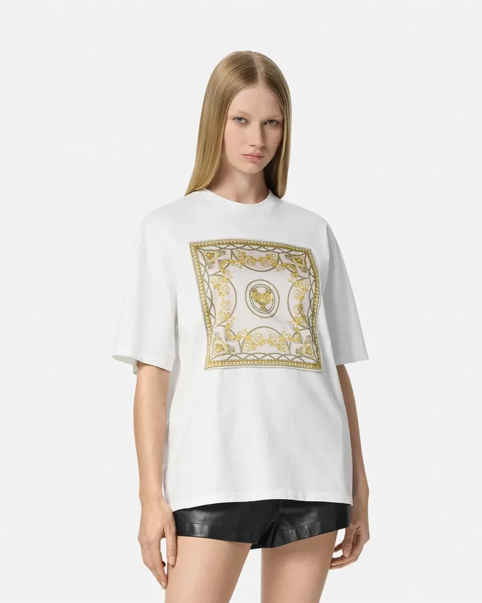 Versace TShirts and Sweatshirts Women La Coupe Des Dieux Oversized TShirt Whiteprint