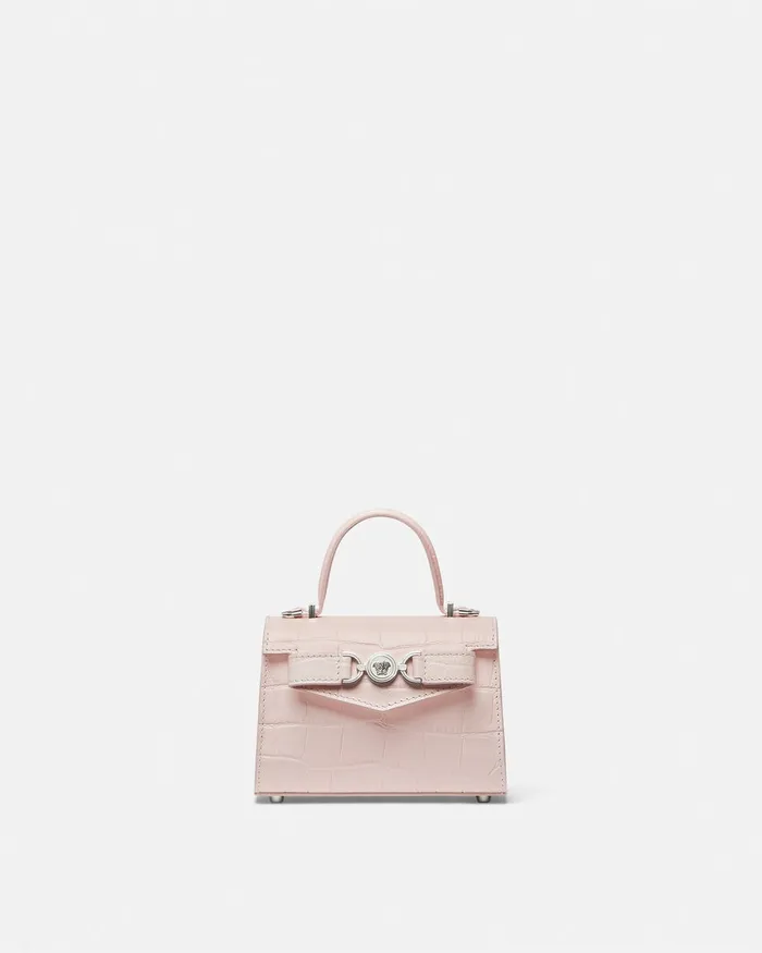 Versace Top Handle Women CrocEffect Medusa 03995 Mini Bag Light Pink