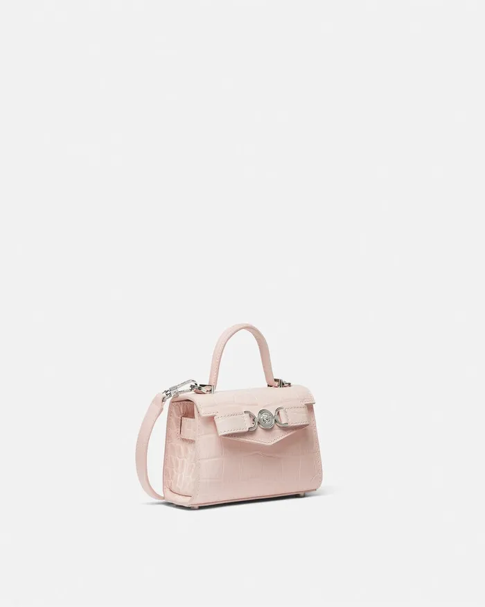 Versace Top Handle Women CrocEffect Medusa 03995 Mini Bag Light Pink