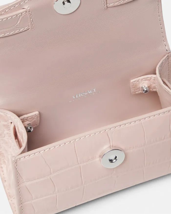 Versace Top Handle Women CrocEffect Medusa 03995 Mini Bag Light Pink