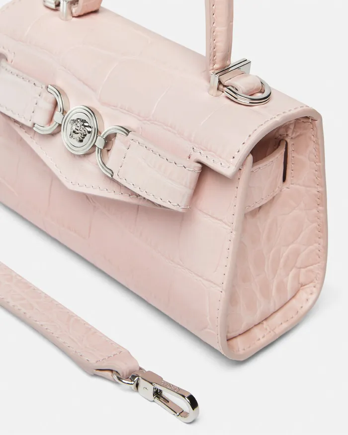 Versace Top Handle Women CrocEffect Medusa 03995 Mini Bag Light Pink
