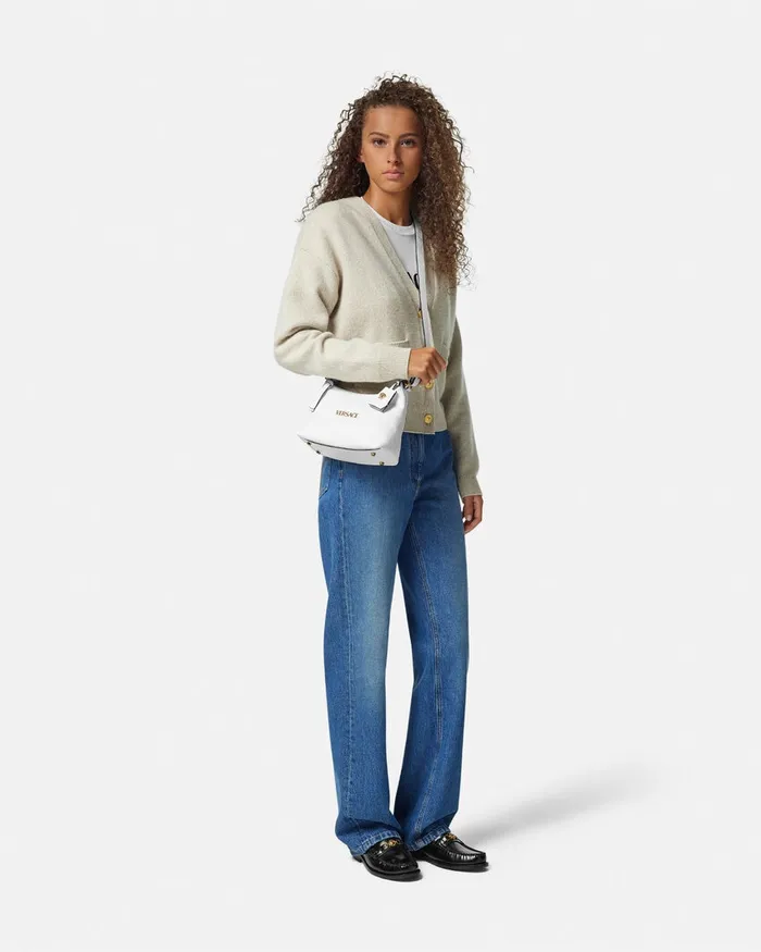 Versace Top Handle Women Tag Hobo Handbag White