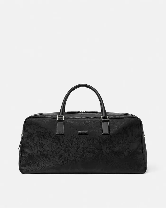 Versace Totes Men Neo Nylon Jacquard Duffel Bag Black