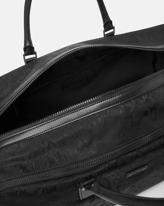 Versace Totes Men Neo Nylon Jacquard Duffel Bag Black
