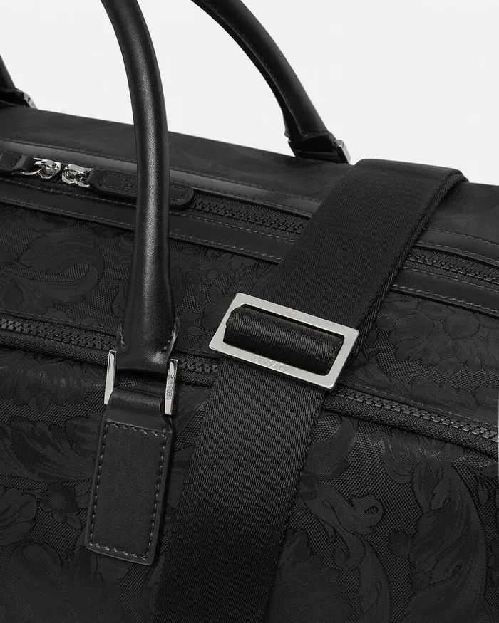 Versace Totes Men Neo Nylon Jacquard Duffel Bag Black
