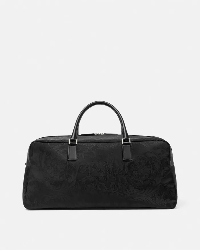 Versace Totes Men Neo Nylon Jacquard Duffel Bag Black