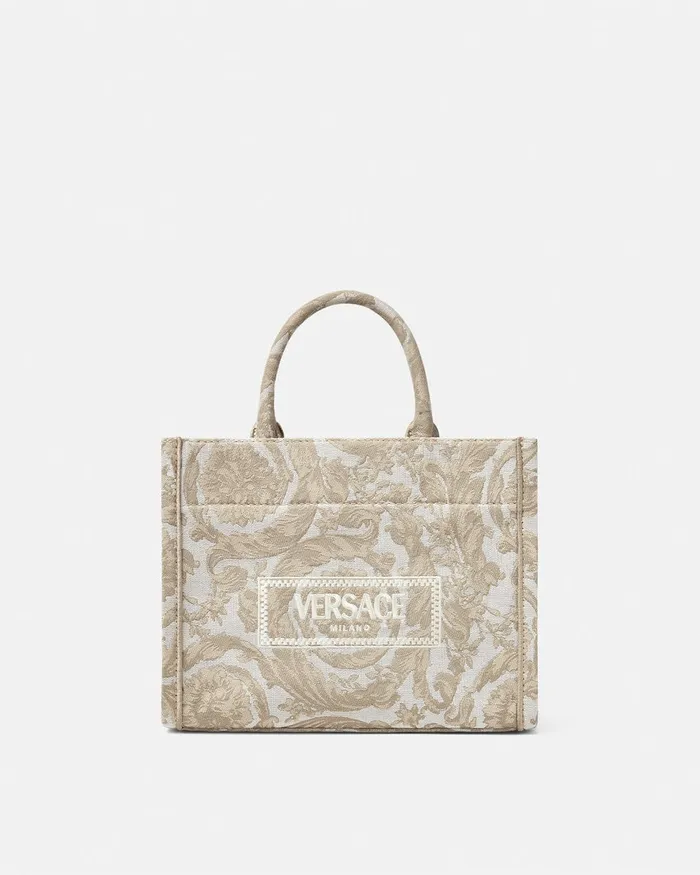 Versace Totes Women Barocco Athena Small Tote Bag Beigeprint