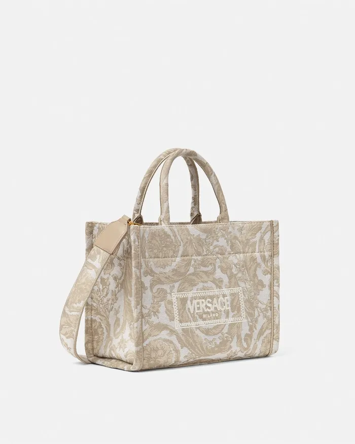 Versace Totes Women Barocco Athena Small Tote Bag Beigeprint