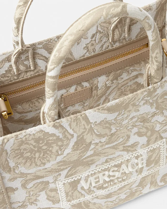 Versace Totes Women Barocco Athena Small Tote Bag Beigeprint