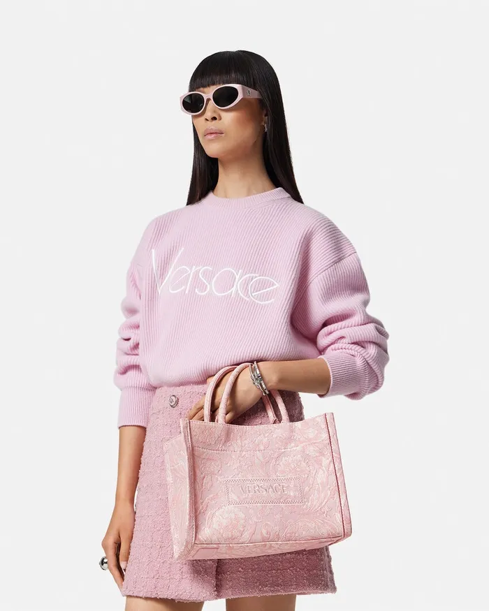 Versace Totes Women Barocco Athena Small Tote Bag Pinkprint