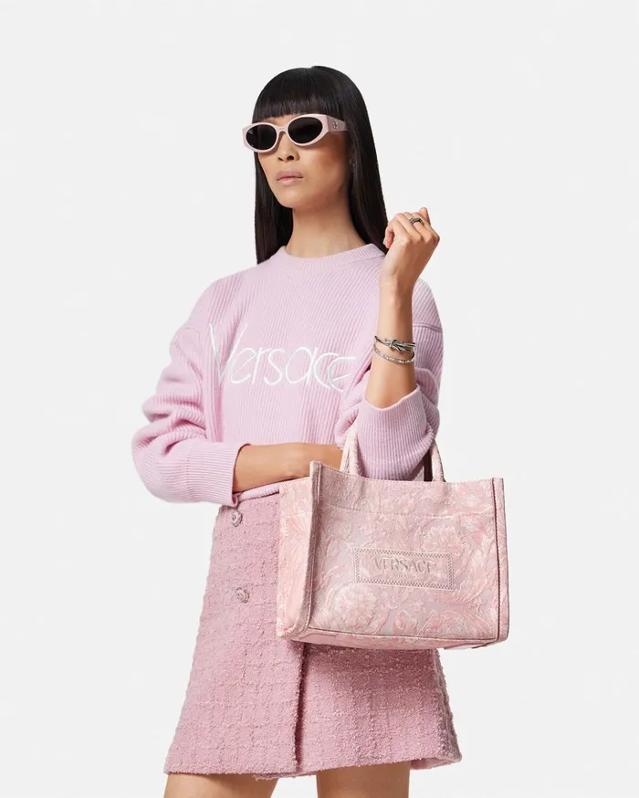 Versace Totes Women Barocco Athena Small Tote Bag Pinkprint