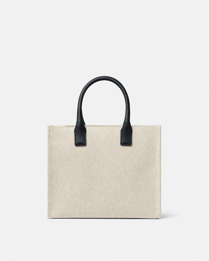 Versace Totes Women La Medusa Canvas Small Tote Bag Beige