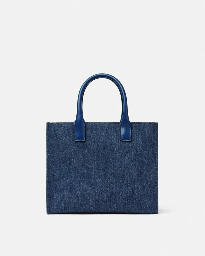 Versace Totes Women La Medusa Denim Small Tote Bag Blue