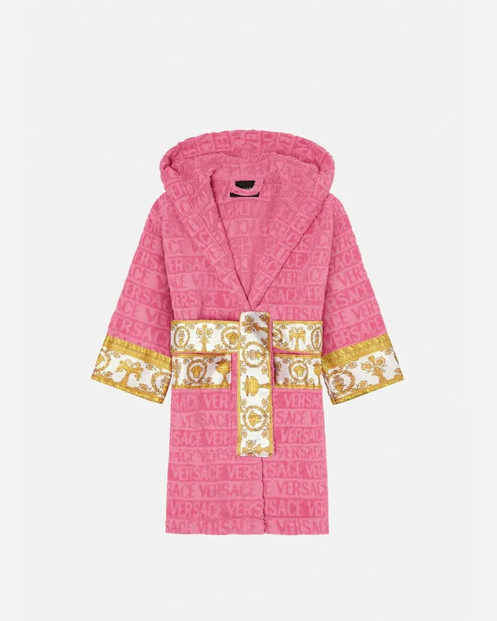 Versace Underwear and Beachwear Kids I Baroque Bathrobe Pink