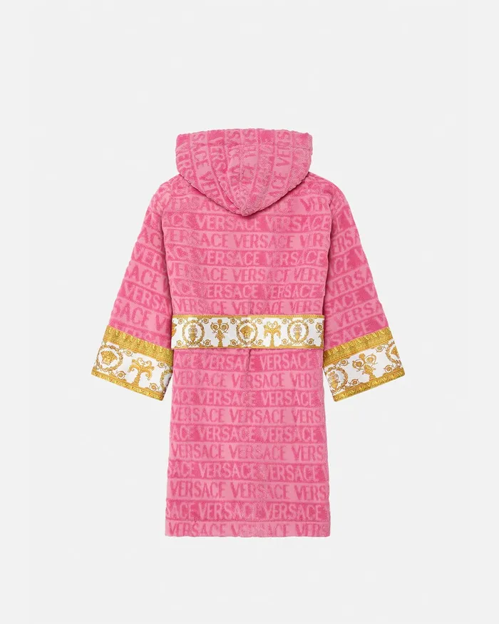 Versace Underwear and Beachwear Kids I Baroque Bathrobe Pink