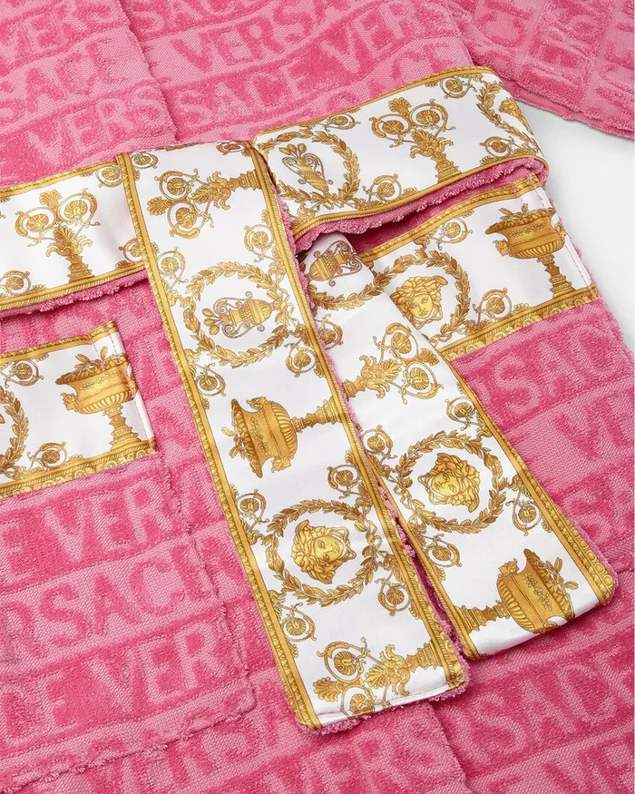 Versace Underwear and Beachwear Kids I Baroque Bathrobe Pink