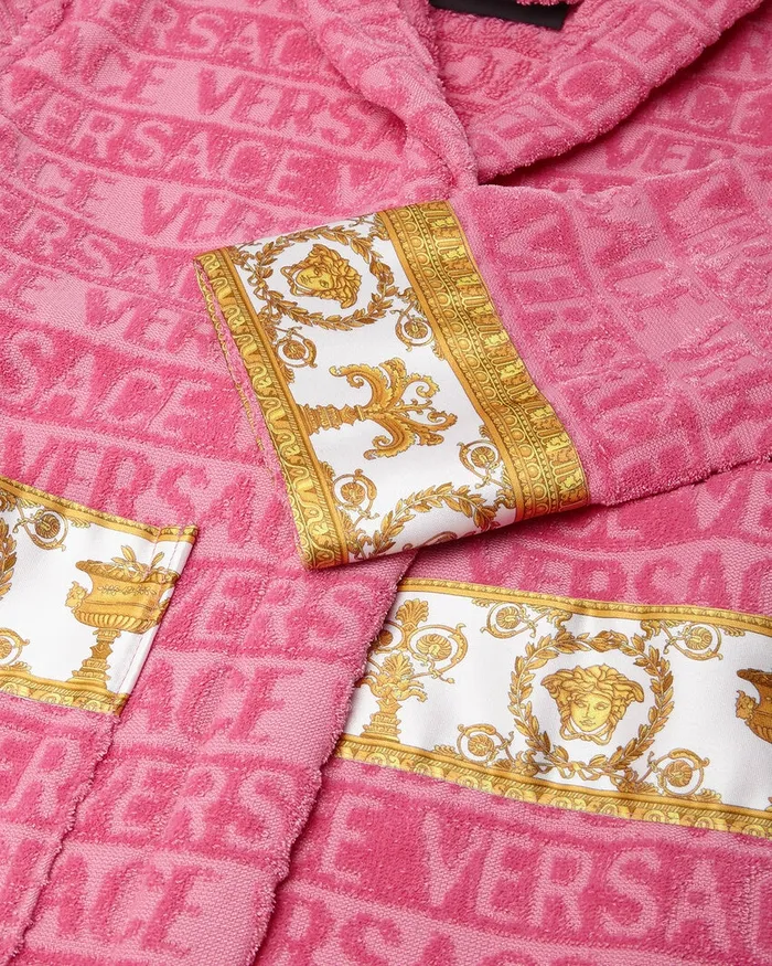 Versace Underwear and Beachwear Kids I Baroque Bathrobe Pink
