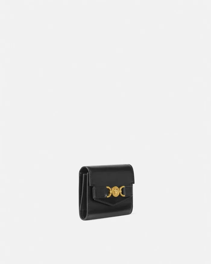 Versace Wallets Women Medusa 03995 Trifold Wallet Blackgold