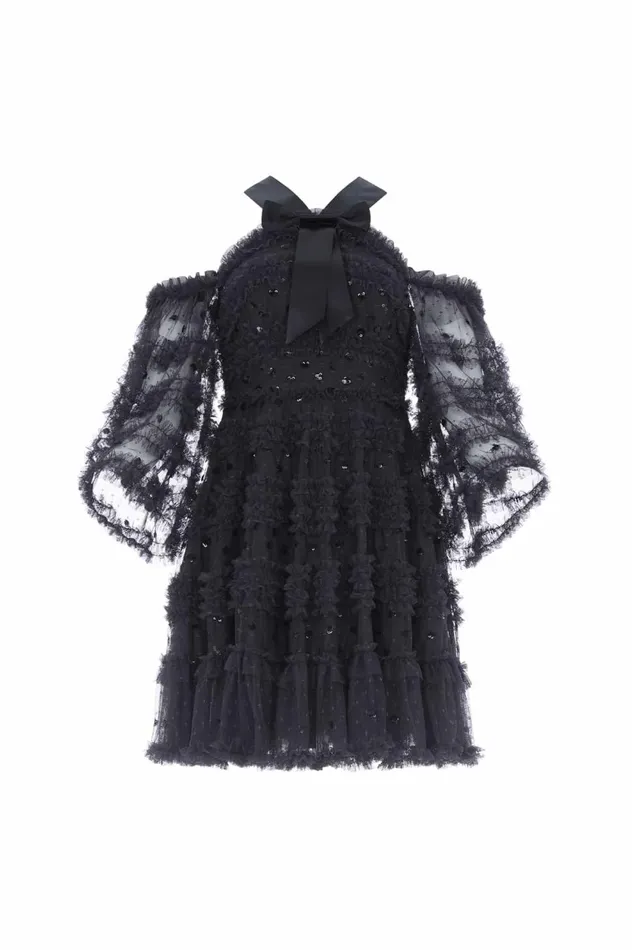 Vivian Off Shoulder Micro Mini Dress Black Women Needle and Thread Dresses