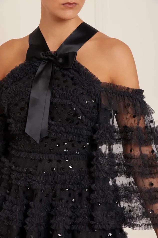 Vivian Off Shoulder Micro Mini Dress Black Women Needle and Thread Dresses