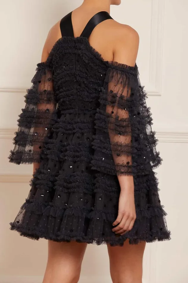 Vivian Off Shoulder Micro Mini Dress Black Women Needle and Thread Dresses